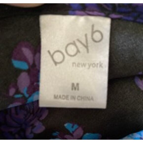 Bay6 Black Floral Slip Dress Purple Blue Satin Look Size M - Picture 3 of 5